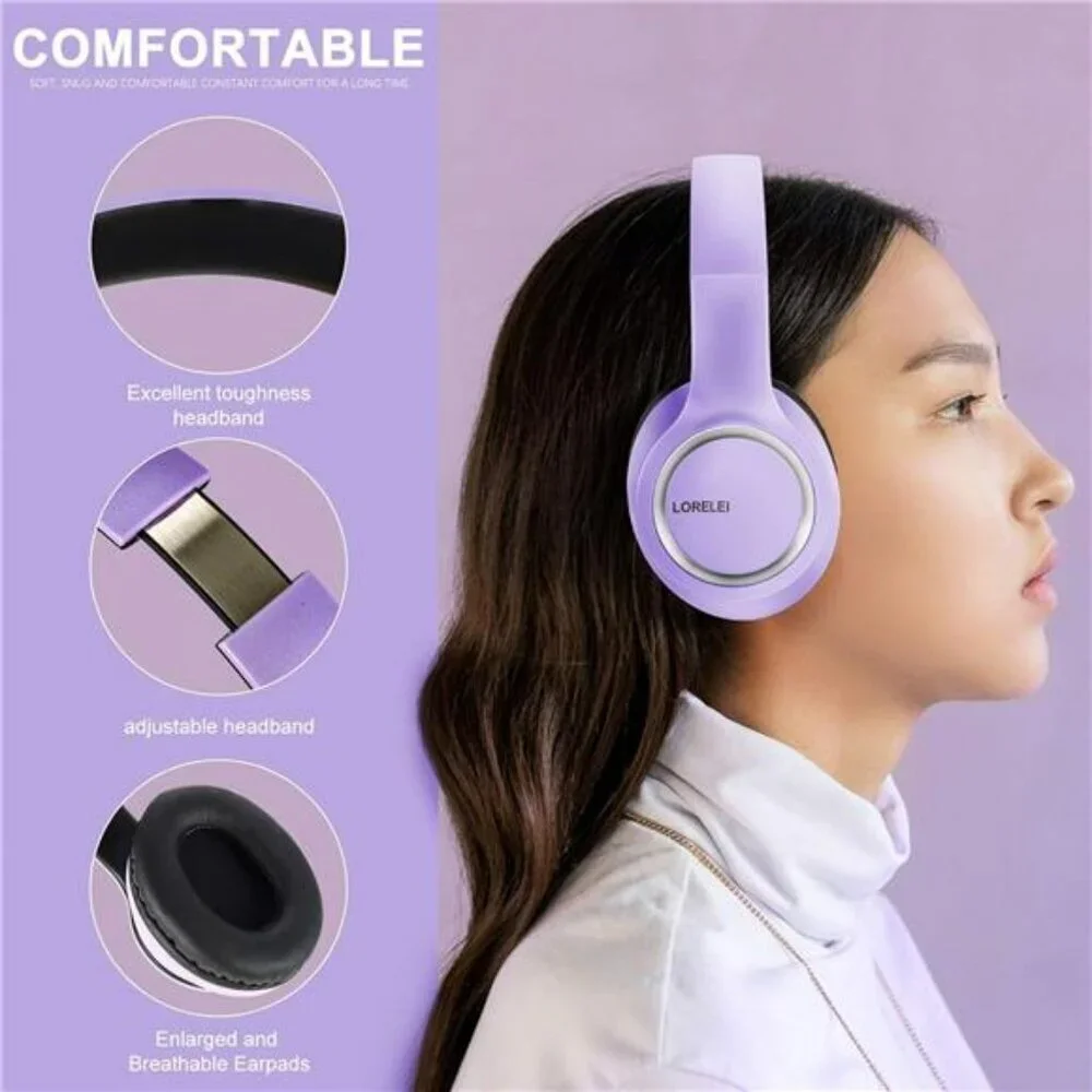 Over Ear Wired Headphones with Microphone Foldable Lightweight Headset 3.5mm Jac